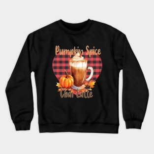 I Love My Pumpkin Spice Chai Latte, Plaid Heart, Watercolor art Crewneck Sweatshirt